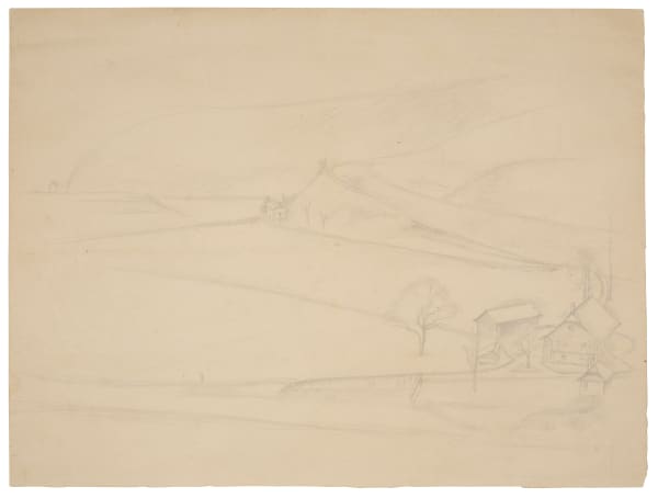 Balthasar Klossowski de Rola, dit Balthus, Study for « Paysage de Fribourg » (The banks of the Sarine) / Etude pour le Paysage de Fribourg (les bords de la Sarine), 1943