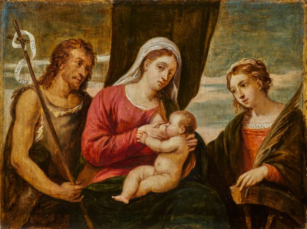 David Téniers II - Virgin and Child with Saint John the Baptist and Saint Catherine/ Vierge allaitant l’Enfant avec Saint Jean-Baptiste et Sainte Catherine, ca. 1655