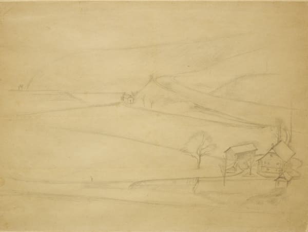 Balthasar Klossowski de Rola, dit Balthus, Study for « Paysage de Fribourg » (The banks of the Sarine) / Etude pour le Paysage de Fribourg (les bords de la Sarine), 1943