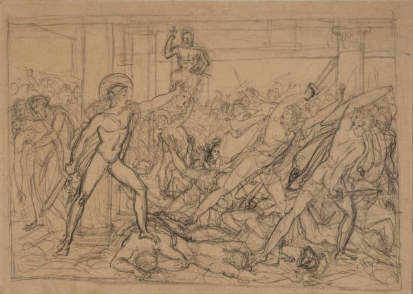 Anne-Louis Girodet de Roussy-Trioson - Perseus brandishing Medusa's Head to fight Phineas' Supporters/ Persée brandissant la tête de Méduse pour combattre les partisans de Phinée, ca. 1800-1810
