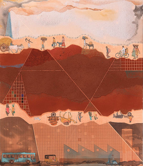 Chippa Sudhakar, Departure 3 Acrylics and soil on Canvas 2023, 2023