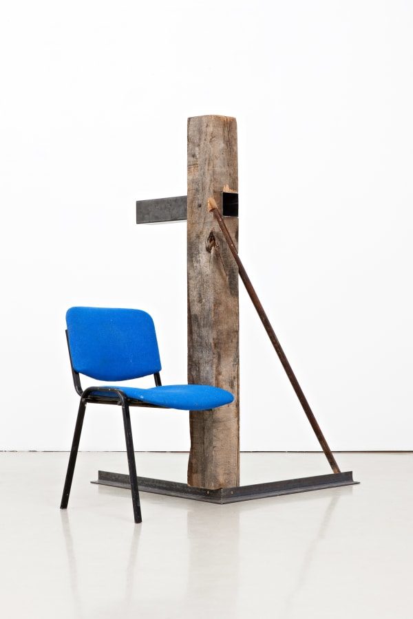 Steel, oak post, office chair