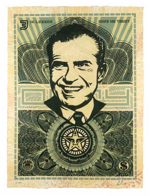 Shepard Fairey, Lesser Gods Nixon, 2019