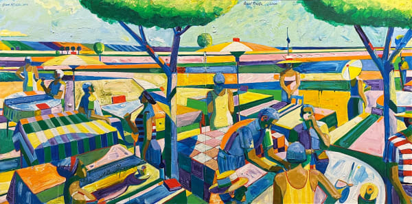 Roland Petersen, Serving Dessert with 14 Figures (diptych), 2006