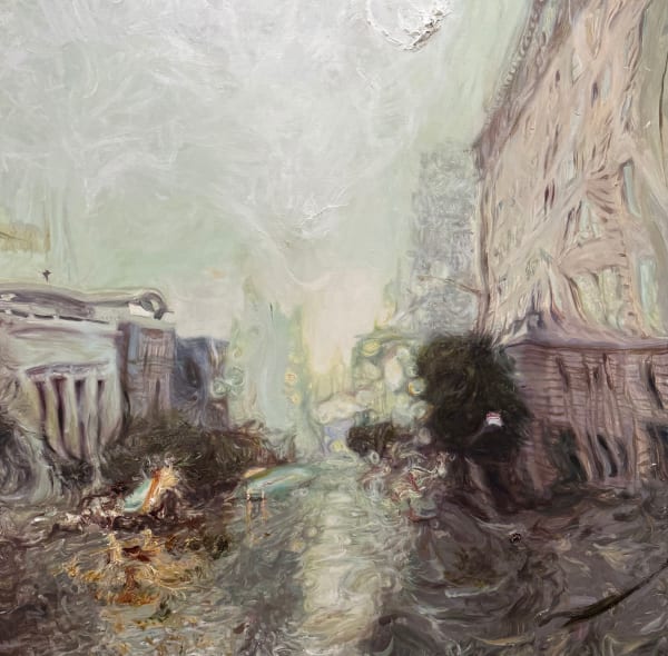 Painting of San Francisco in a rainy day