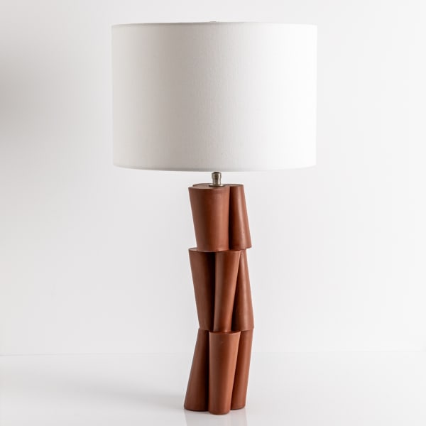 Pair of Tall Stacked Lamps in Cognac