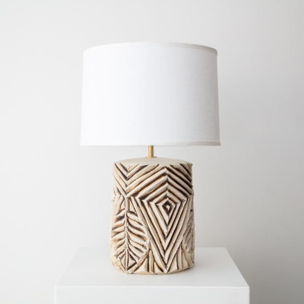 Christopher Maschinot Leaf Table Lamp in White & Black Dia 10" x H 13" (base)