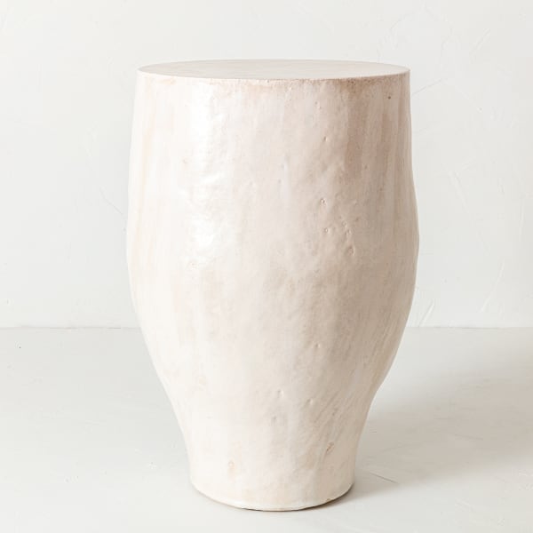 Light Pink/White Ceramic Side Table