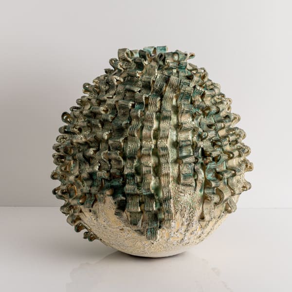 Moon Jar with Porcelain Ribbons