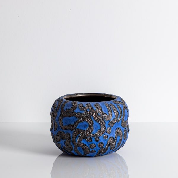 Black and Cobalt Graffiti Vessel
