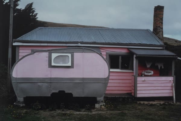Robin Morrison, Pink Caravan, Otago Peninsula. From the series: From the Road, South Island of New Zealand, Winter, 1979