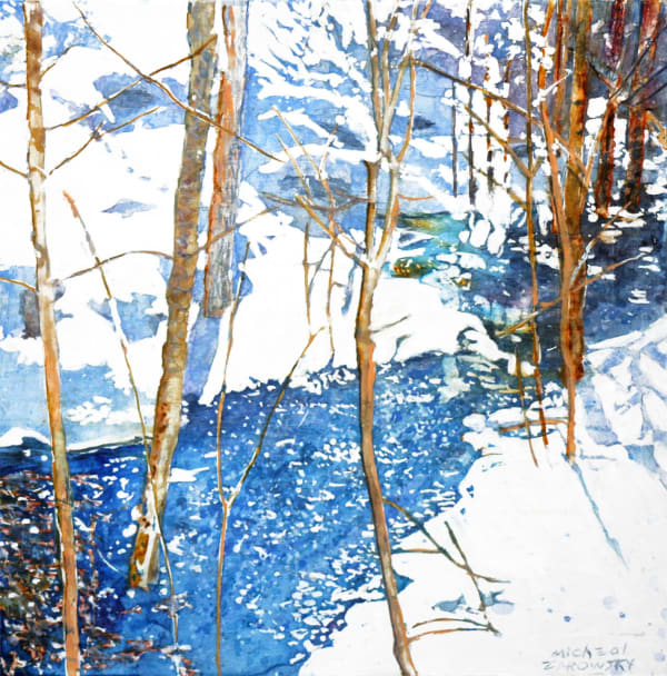 Micheal Zarowsky, sunbright winter mountain stream