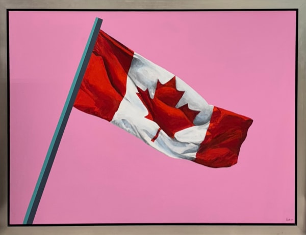 Charles Pachter Flag Pink Framed Acrylic on Canvas 40 x 52 in. 101.6 x 132.1 cm.