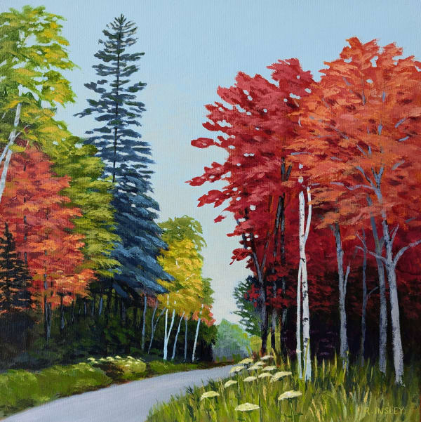 Rosalyn Insley Fifty Shades Of Autumn Acrylic on canvas 16 x 16 in. 40.6 x 40.6 cm.