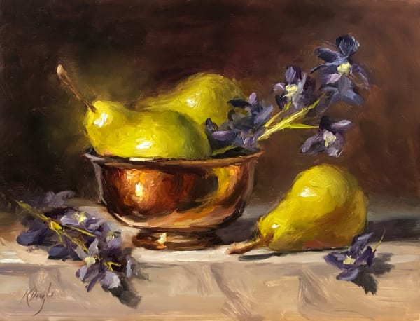 Karen Daigle, Pears and Delphiniums
