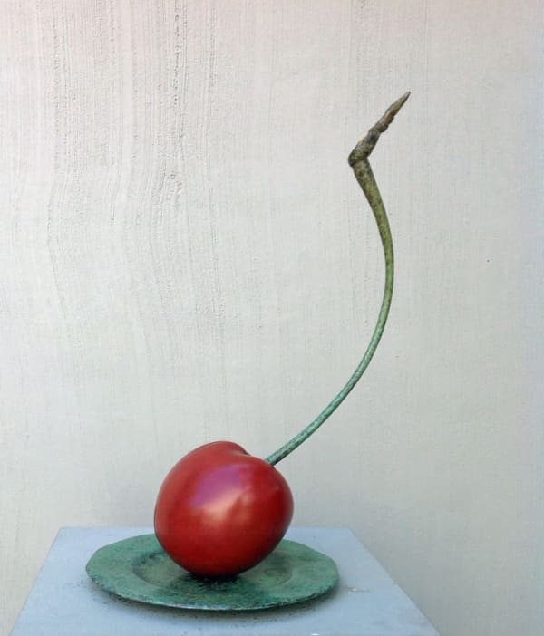 Luis Montoya & Leslie Ortiz, Single Red Cherry on Green Plate