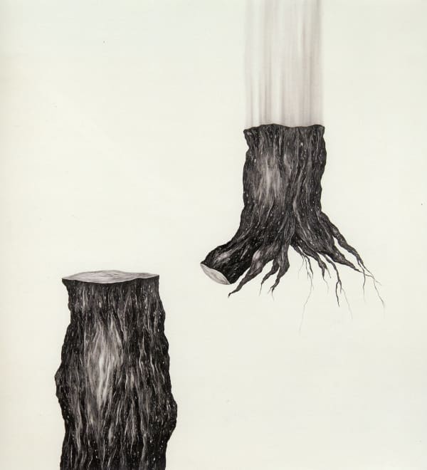 Rendering of two tree stumps