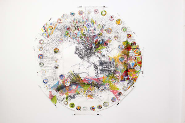 Wall hanging in the shape of an insignia or seal with banner