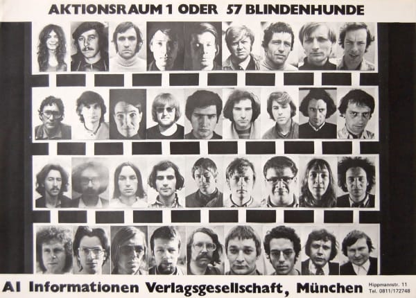 Poster from Aktionsraum 1, portraits of all 35 members of Aktionsraum