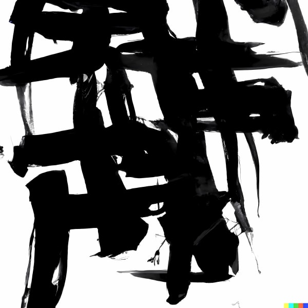 An AI generated image in the style of Franz Kline, in black and white
