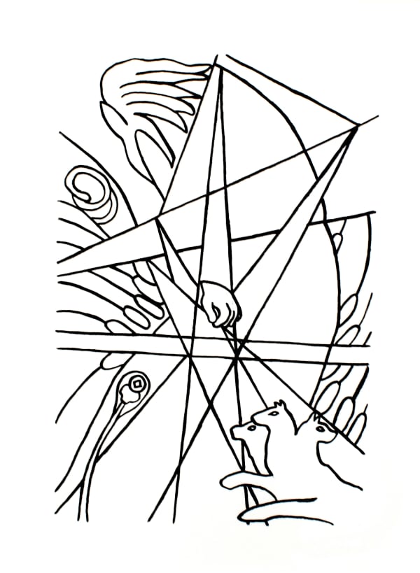 Black and white tarot drawing