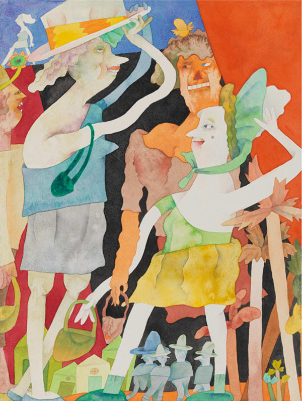 Painting of women together in hats