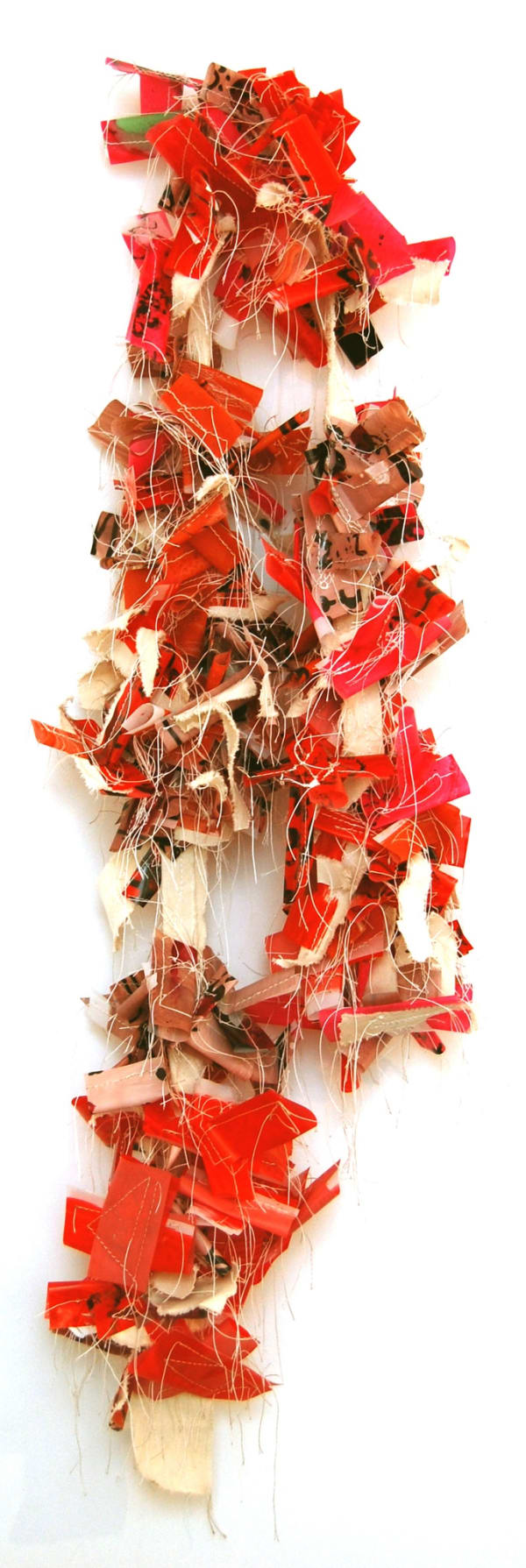 Abstract sculpture that appears to be a red boa