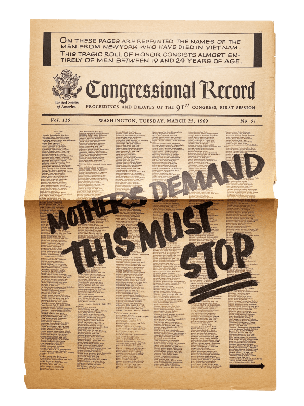WOMEN STRIKE FOR PEACE, MOTHERS DEMAND THIS MUST STOP, 1969