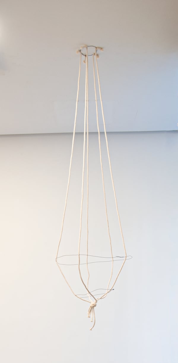 Rope and wire vessel hanging from the ceiling