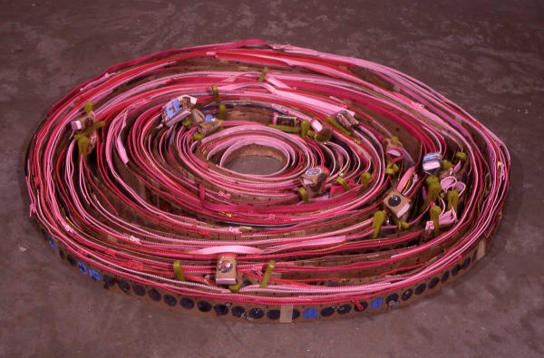 Pink tape circled in many concentric circles