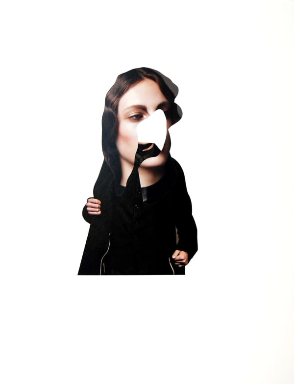 A figure collaged from images pulled from ethnographic, anthropology and fashion magazines