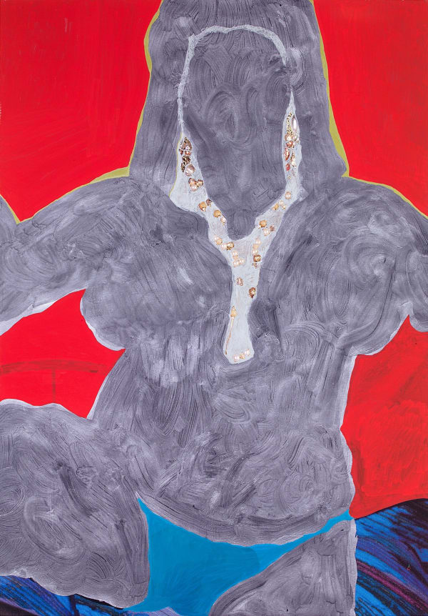 Pornographic image of a woman partially obscured by color