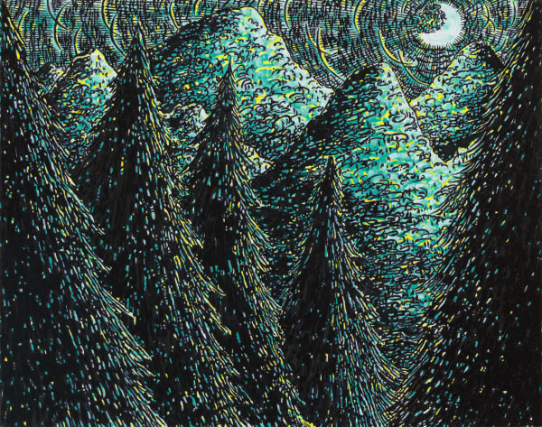 Moon Through Spruce, 2023