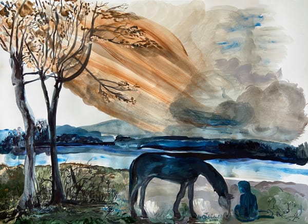 Fading Landscape Blue Girl