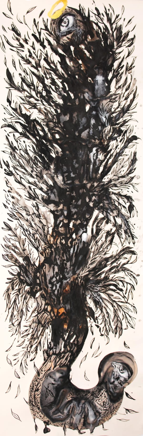 Alymamah Rashed I Found My Giving Tree Breathing Its Past Life (You Live Forever) - Ahmadi Series 1 + 2, 2024 Ink and dry pastel on paper 330 x 115 cm 129 7/8 x 45 1/4 in (C01391)