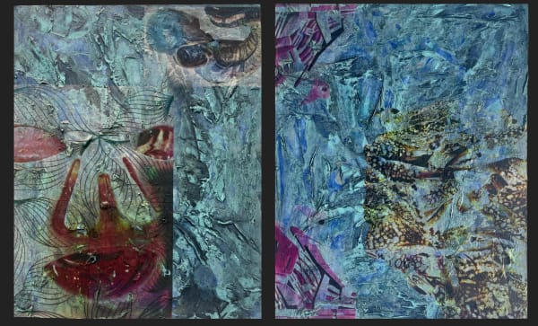 Talal Al Najjar Crabaroo Skin-Care, 2025 Acrylic, vinyl on canvas diptych 76 x 61 cm