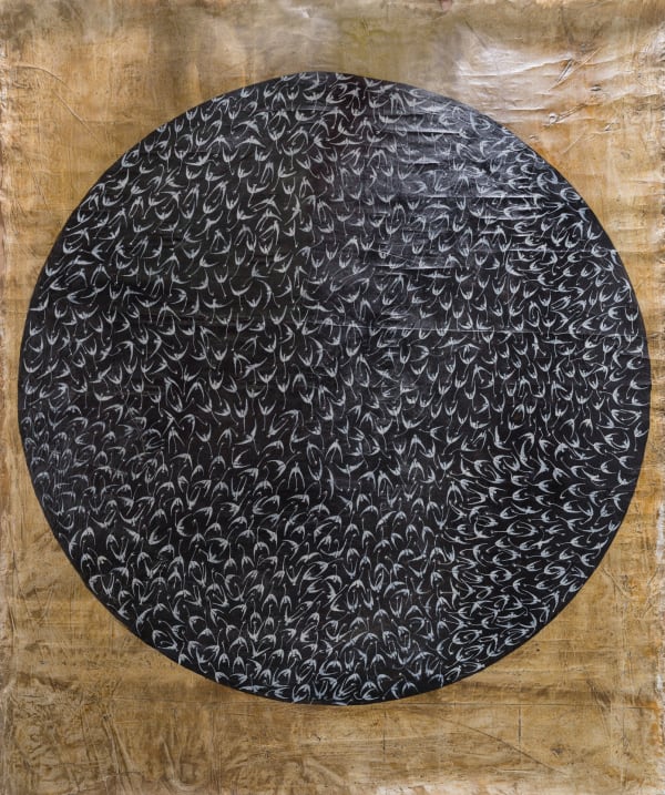 Mohamed Monaiseer Untitled 2, 2025 Acrylic and ink on cotton fabric