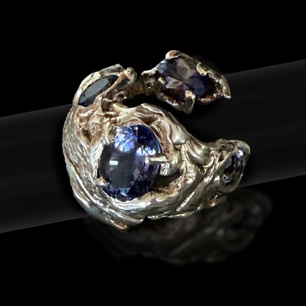 Yamina, 'Sauvage La Dévorée' Iolite and Silver Sculpted Silver Ring