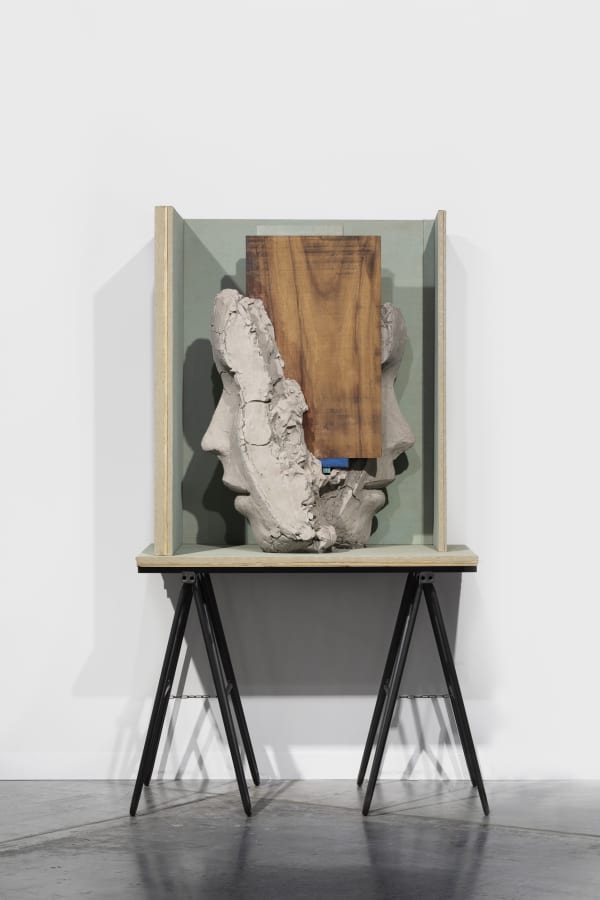 Double Head with Blue Paintings, 2016-2021