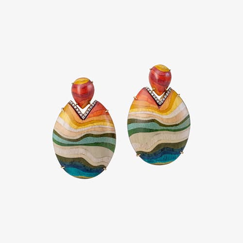 Silvia Furmanovich, Rainbow print marquetry earrings