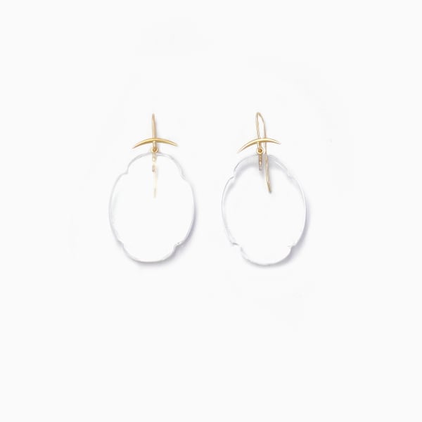Gabriella Kiss, Rock crystal scallop earrings