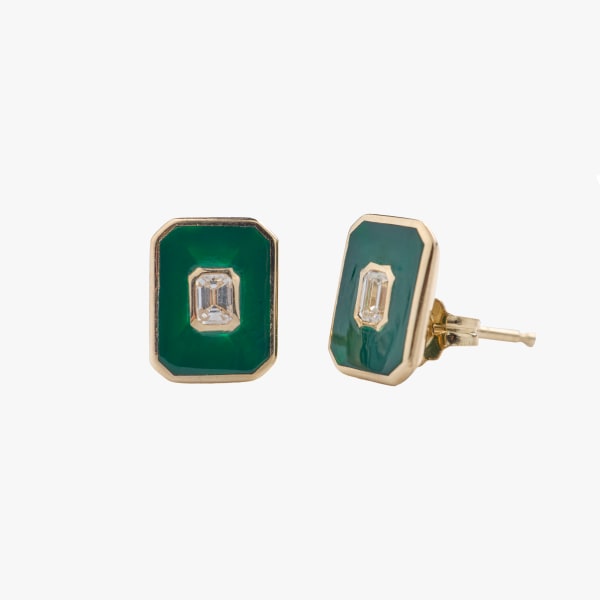 Adam Foster, Green enamel and diamond stud earring