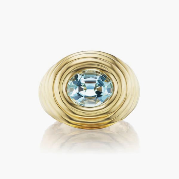 BECK, Aquamarine ripple pinky ring