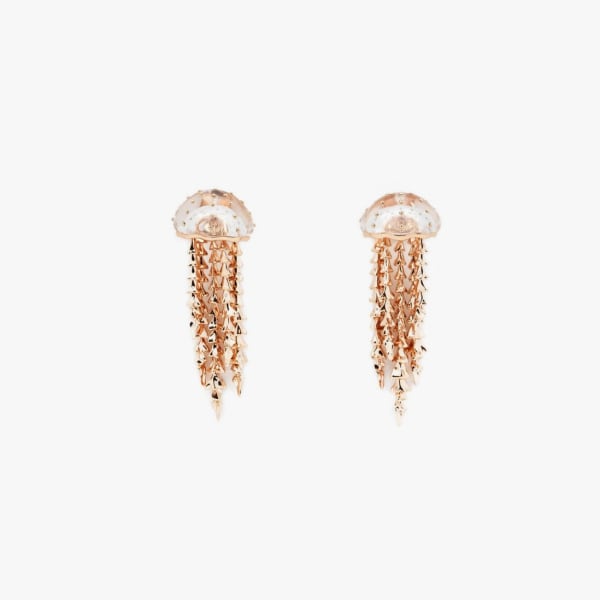 Bibi Van Der Velden, Jellyfish quartz earrings with rose gold tentacles