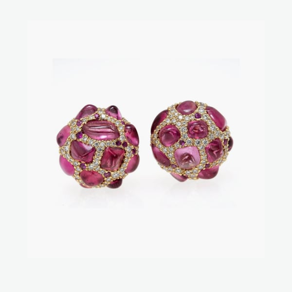 Nicholas Varney, Spinel & diamond button earrings