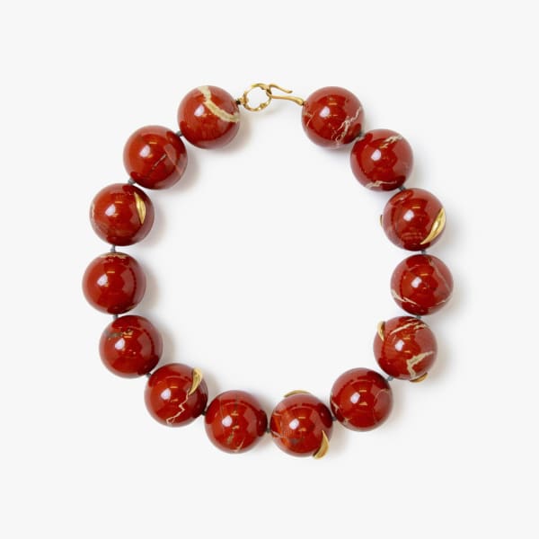 Gabriella Kiss, Red jasper bead necklace with slugs
