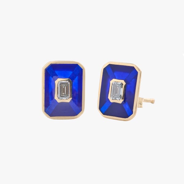 Adam Foster, Blue enamel and diamond stud earring