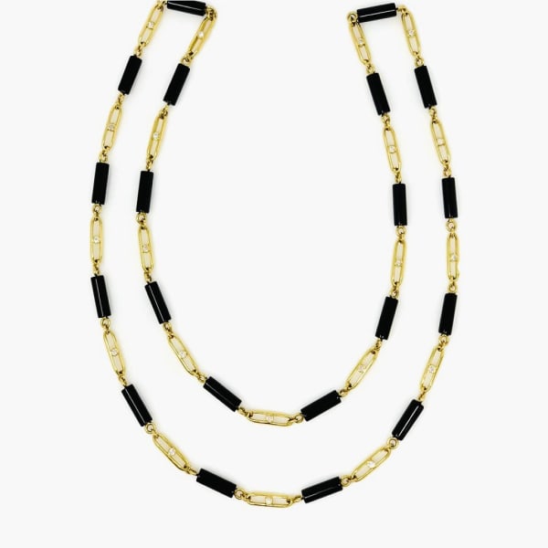 Nicholas Varney, Black jade and diamond stick necklace