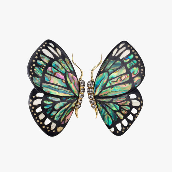 Silvia Furmanovich, Abalone and mother of pearl inlay butterfly earrings