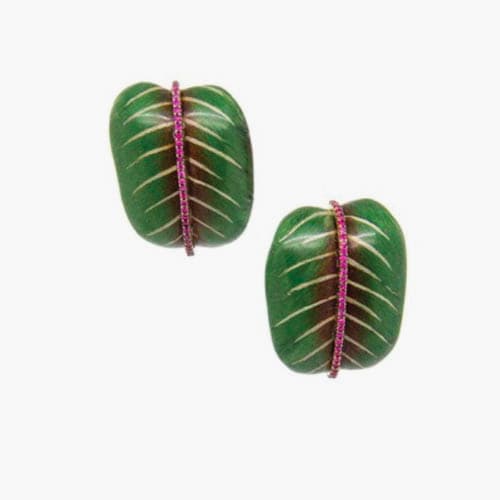 Silvia Furmanovich, Marquetry leaf earrings